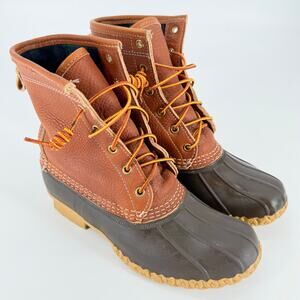 L.L.Bean Women's 8" Flannel-Lined Bean Boots Size 8 EUC Classic Maine-Made Duck